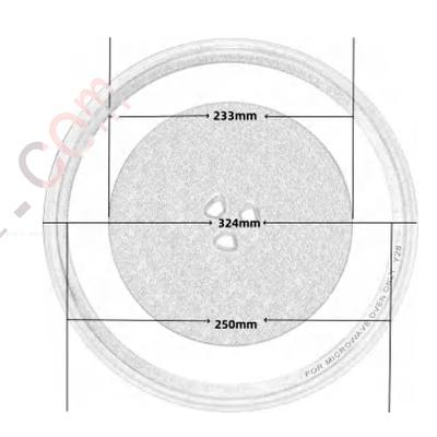 Dimension drawing of Y-Type Glass Turntable Ø 324 mm